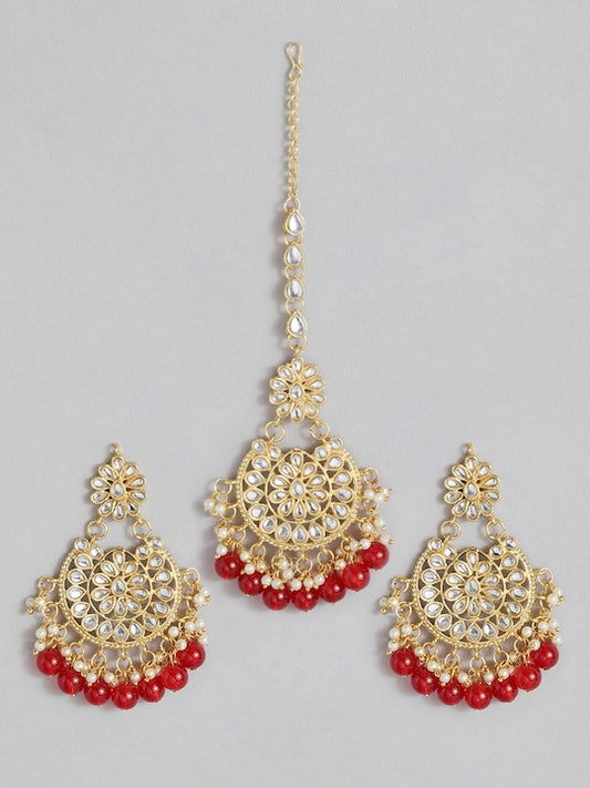 Kundun Pearl Maang Tika & Chandbali Set